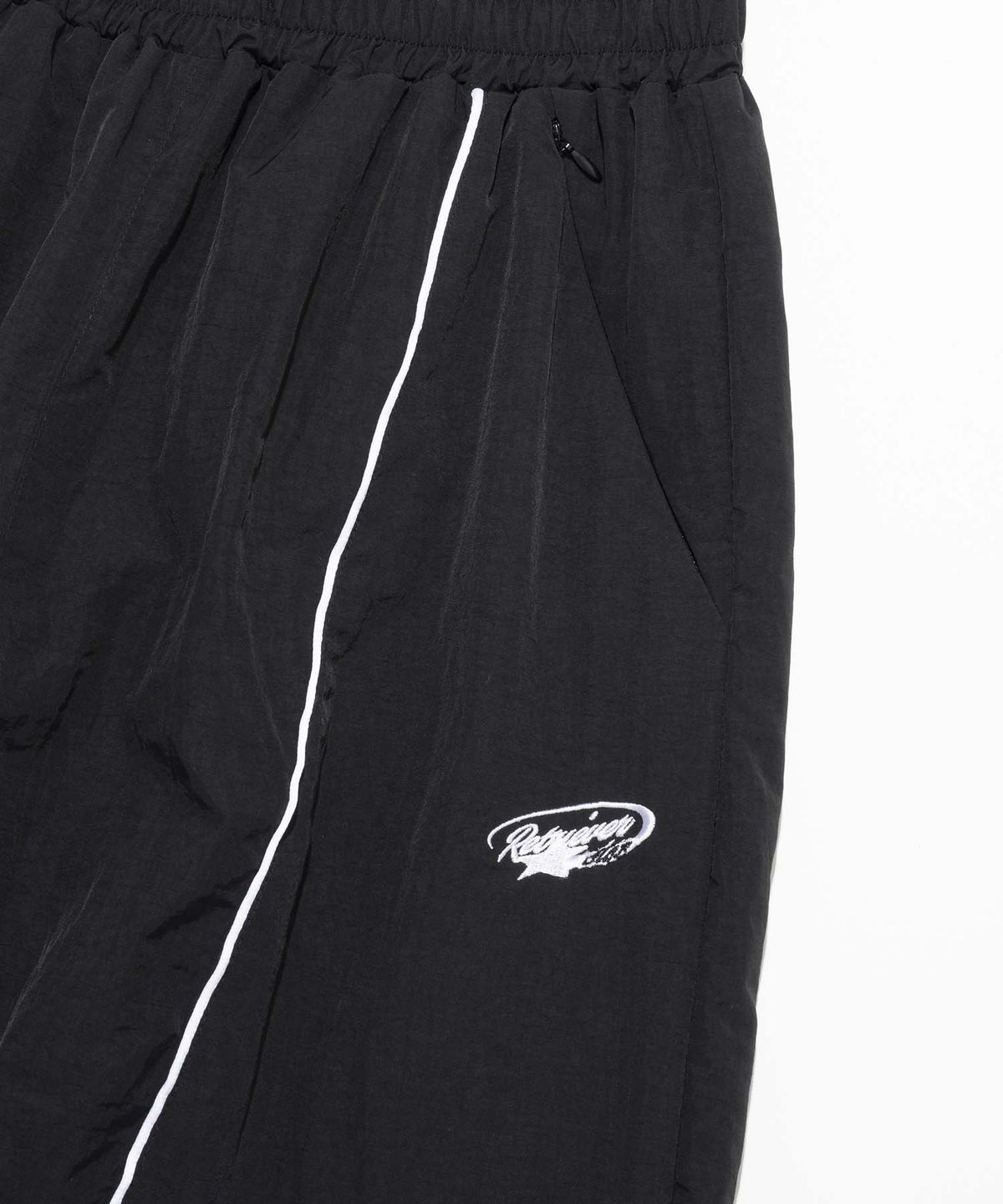 리트리버클럽(RETRIEVER CLUB) WHITE LINE NYLON PANTS [BLACK]