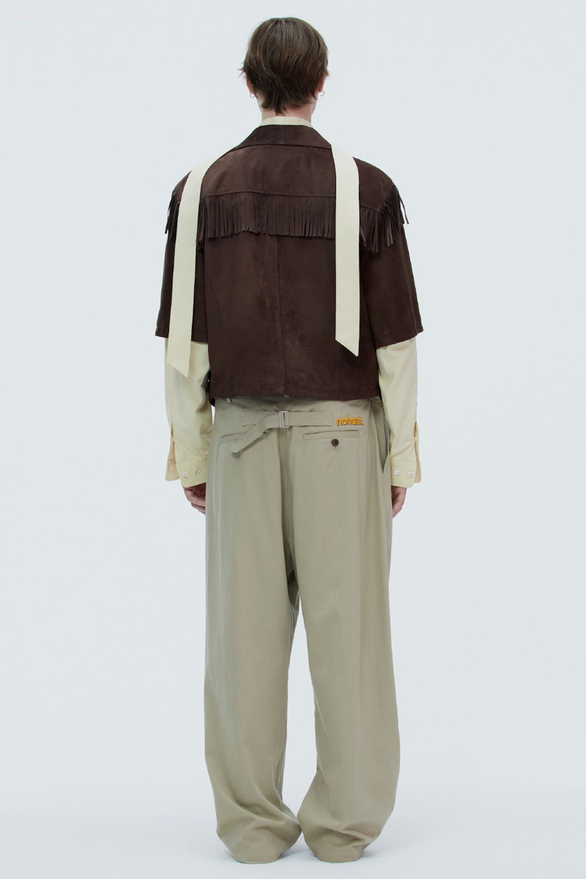 노앙(NOHANT) FRINGE SHORT SLEEVE LEATHER JACKET BROWN