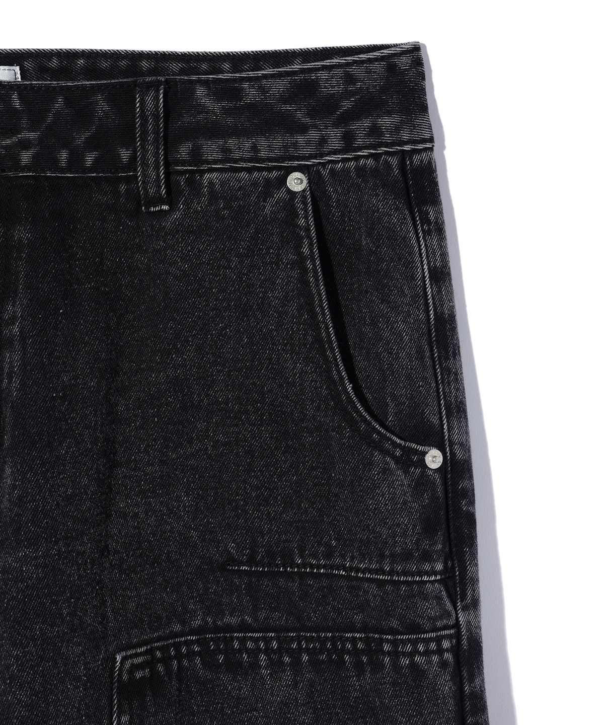 크리틱(CRITIC) HALF DOUBLE KNEE POCKET DENIM PANTS BLACK