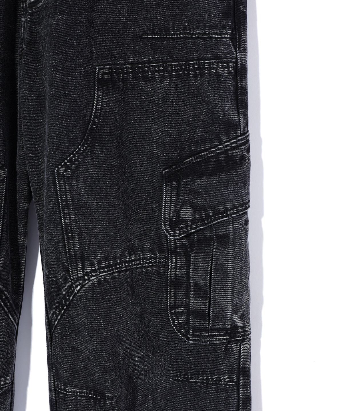 크리틱(CRITIC) HALF DOUBLE KNEE POCKET DENIM PANTS BLACK