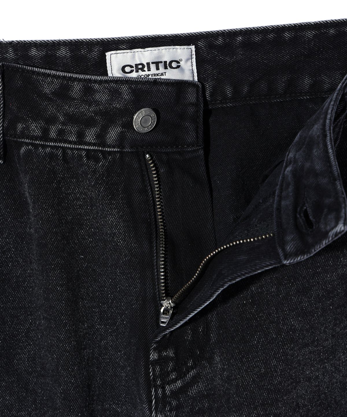 크리틱(CRITIC) HALF DOUBLE KNEE POCKET DENIM PANTS BLACK