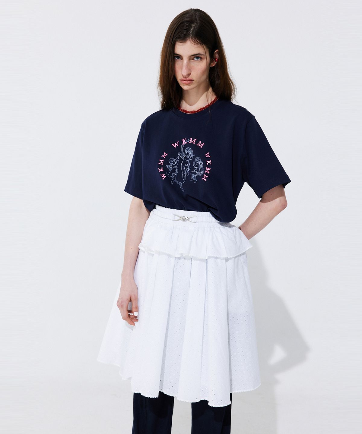 분더캄머(WNDERKAMMER) Eyelet Punching Banding Skirt_White (아일렛 펀칭 밴딩 스커트_화이트)