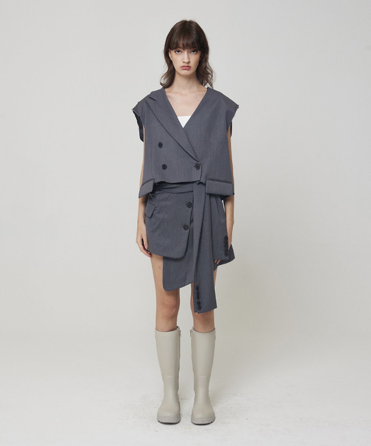 므아므(MMAM) Blazer crop layered cover-up