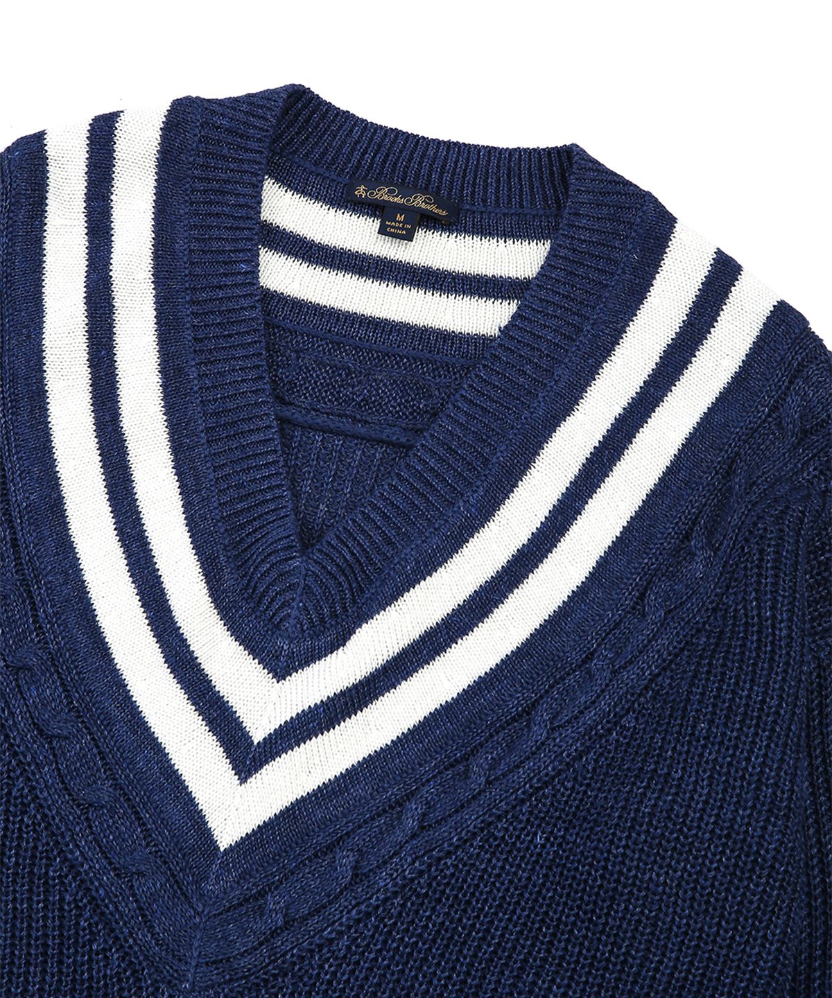 브룩스 브라더스(BROOKS BROTHERS) 린넨 오버사이즈 테니스 스웨터 (네이비) (BBWNWM7246QES)