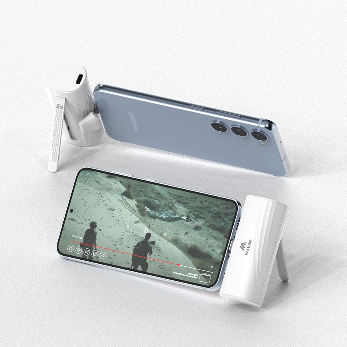 밸류엠(VALUEM) 아이폰 8핀 C타입 일체형 미니 도킹형 보조배터리 4000mAh D1