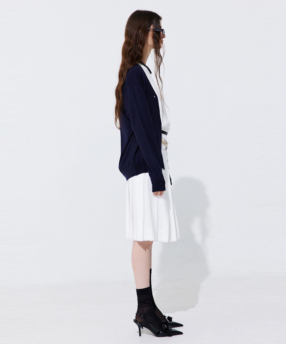 분더캄머(WNDERKAMMER) Raw-cut Pleats Skirt_White (로우컷 플리츠 스커트_화이트)