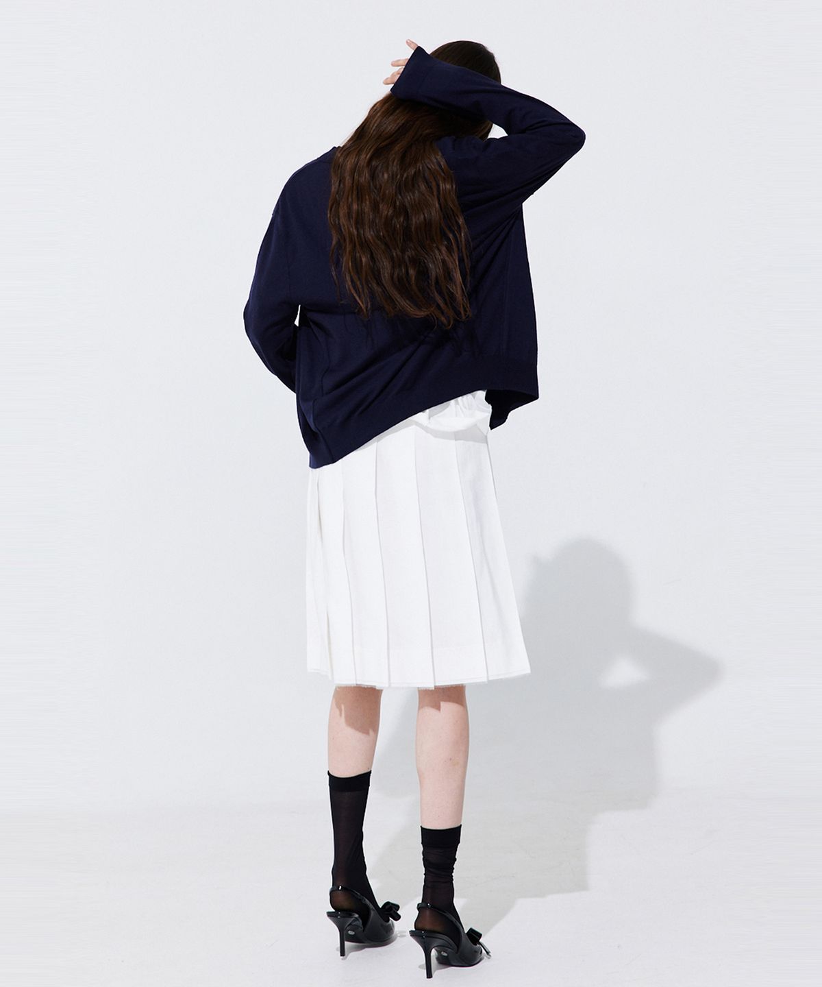 분더캄머(WNDERKAMMER) Raw-cut Pleats Skirt_White (로우컷 플리츠 스커트_화이트)