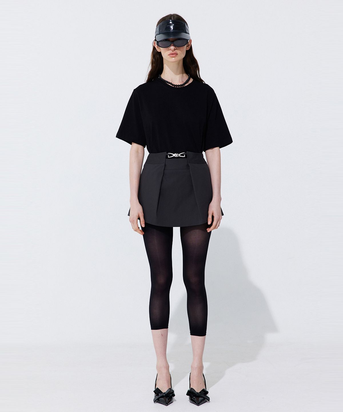 분더캄머(WNDERKAMMER) Tuck Skort_Charcoal (턱 스커트 팬츠_차콜)