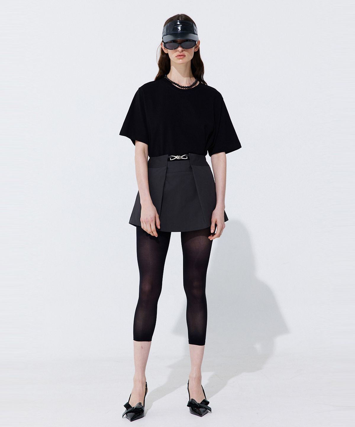 분더캄머(WNDERKAMMER) Tuck Skort_Charcoal (턱 스커트 팬츠_차콜)