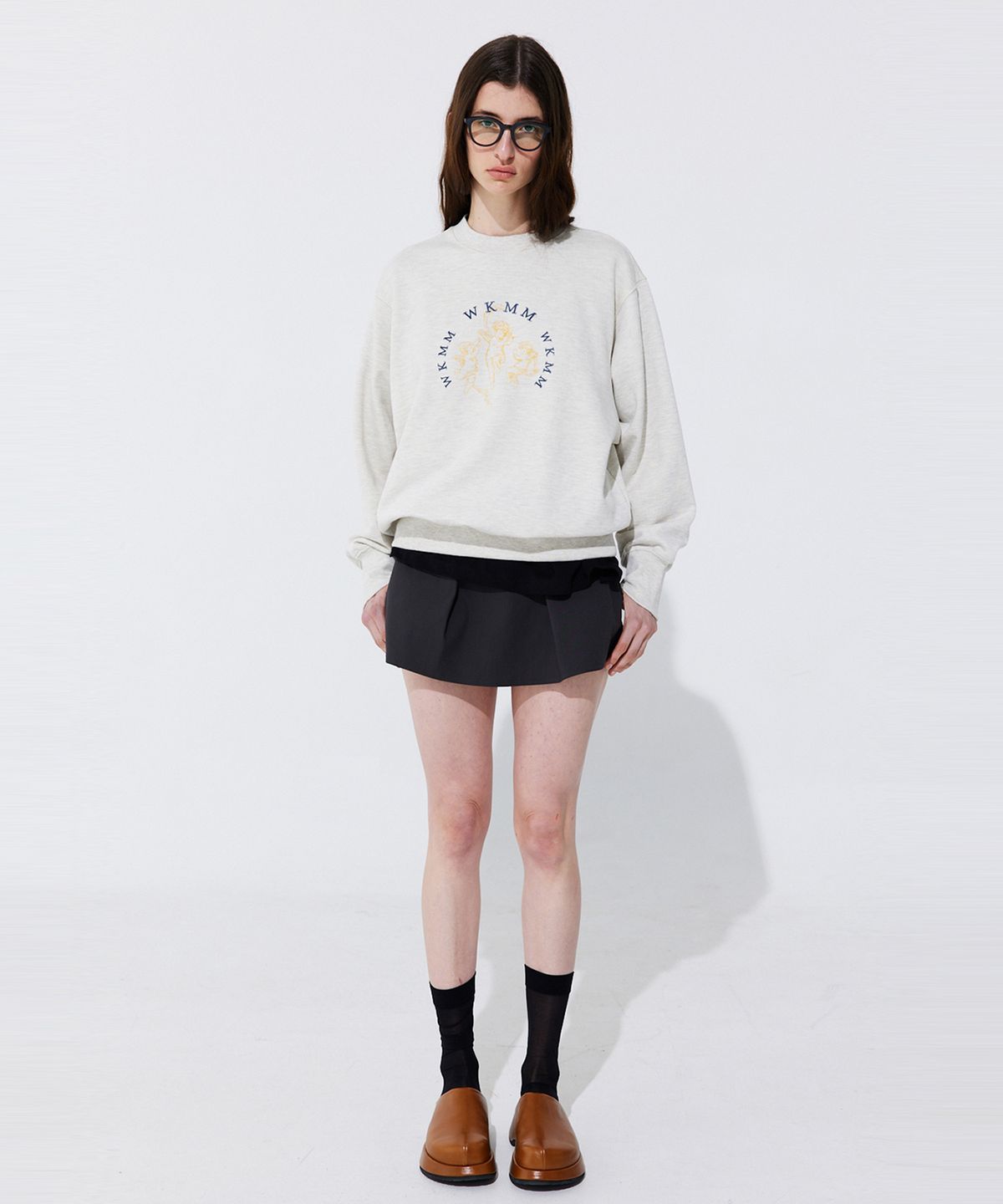 분더캄머(WNDERKAMMER) Tuck Skort_Charcoal (턱 스커트 팬츠_차콜)