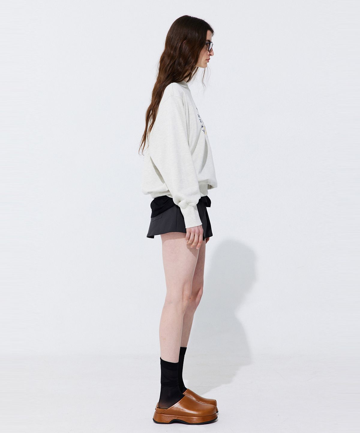 분더캄머(WNDERKAMMER) Tuck Skort_Charcoal (턱 스커트 팬츠_차콜)