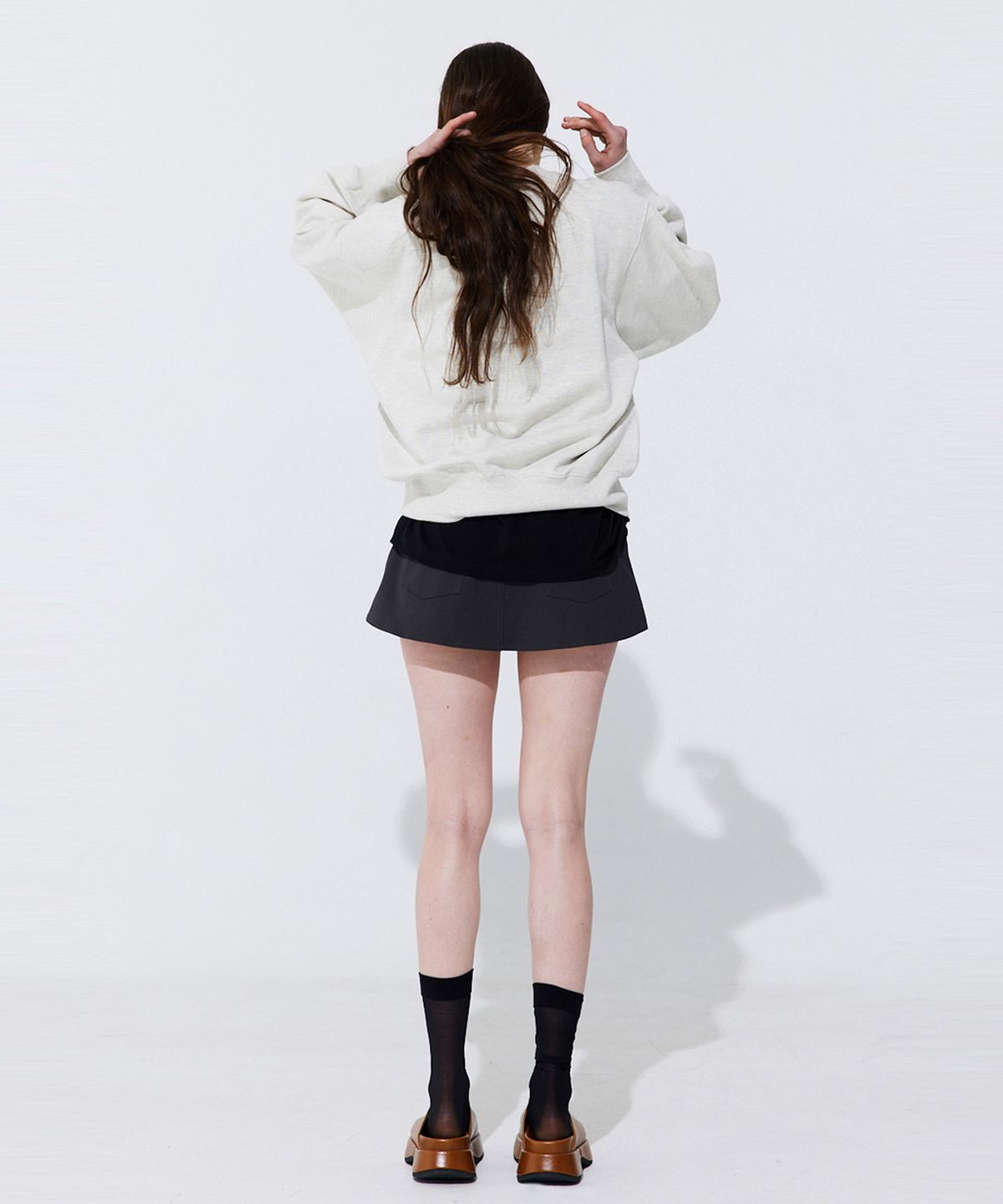 분더캄머(WNDERKAMMER) Tuck Skort_Charcoal (턱 스커트 팬츠_차콜)