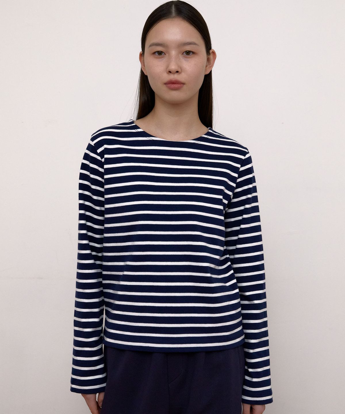 38컴온커먼(38COMEONCOMMON) Stripe Long Sleeve T-Shirts (Navy)