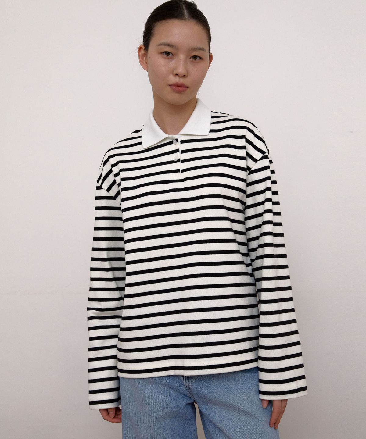 38컴온커먼(38COMEONCOMMON) Stripe polo T-Shirts (White)