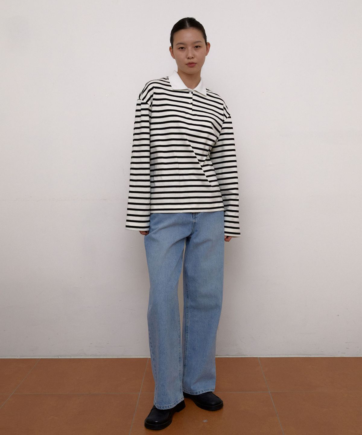 38컴온커먼(38COMEONCOMMON) Stripe polo T-Shirts (White)