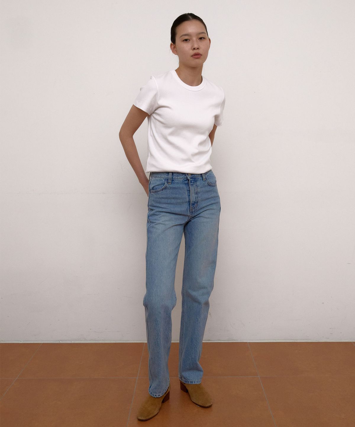 38컴온커먼(38COMEONCOMMON) Cap Sleeve Round T-Shirts (White)