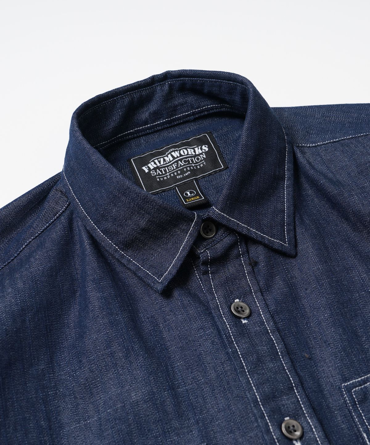 프리즘웍스(FRIZMWORKS) DENIM CARPENTER POCKET WORK SHIRT _ BLUE