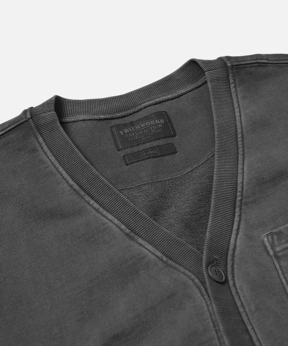 프리즘웍스(FRIZMWORKS) PIGMENT DYEING HEAVYWEIGHT CARDIGAN _ CHARCOAL