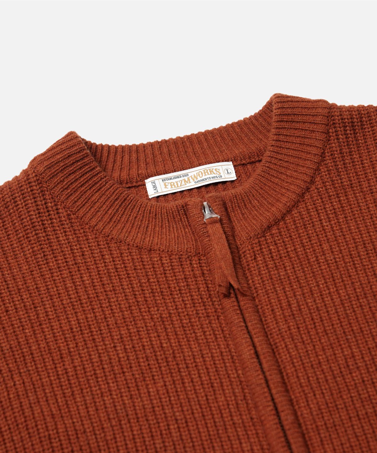 프리즘웍스(FRIZMWORKS) WOOL DECK ZIP UP CARDIGAN _ BRICK