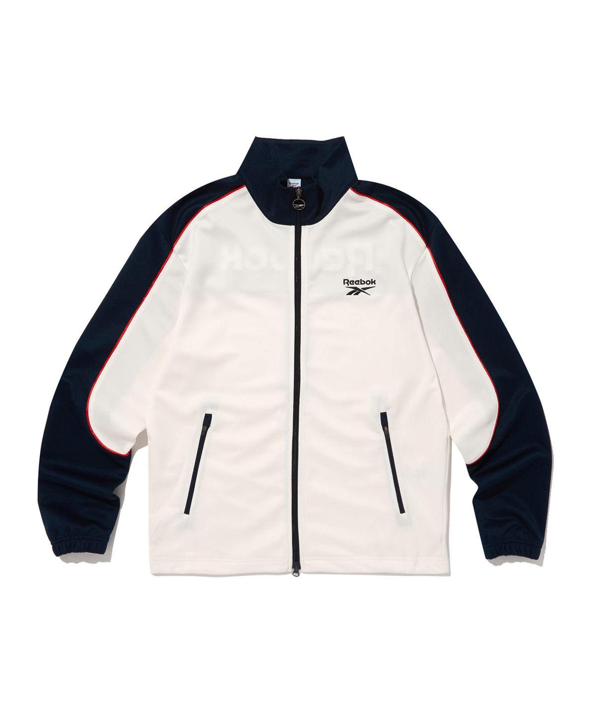 리복(REEBOK) 웜업 트랙탑 - 오프 화이트:네이비