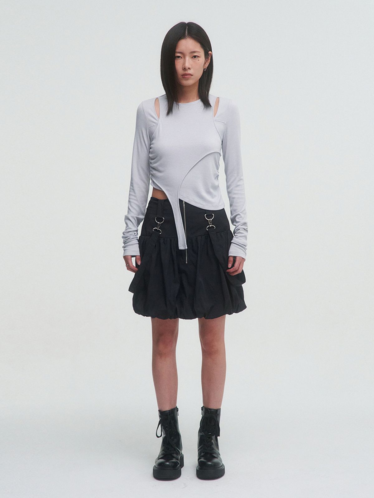 뚜오미오(TUOMIO) STRAP BALLOON SKIRT [BLACK]