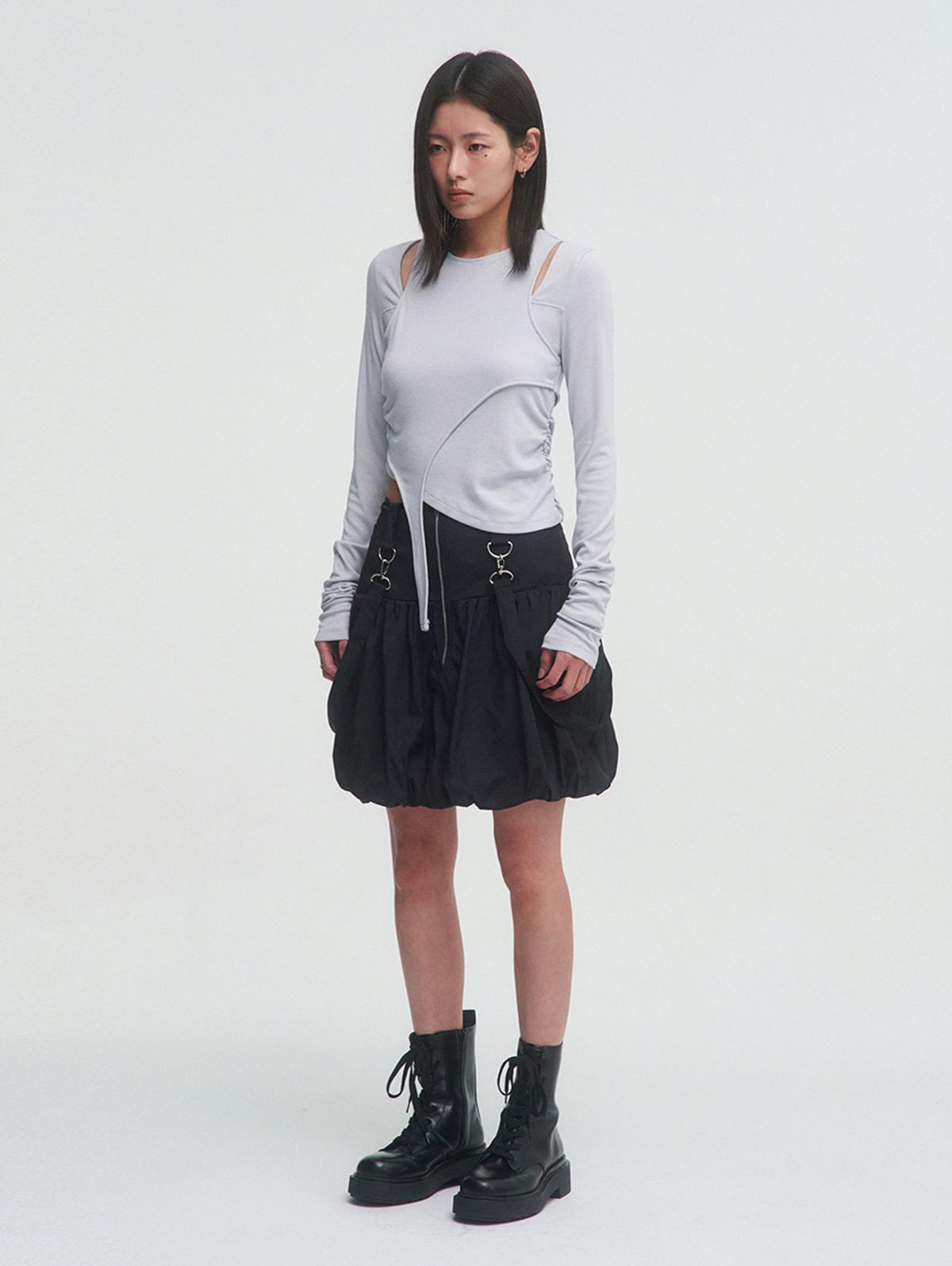 뚜오미오(TUOMIO) STRAP BALLOON SKIRT [BLACK]