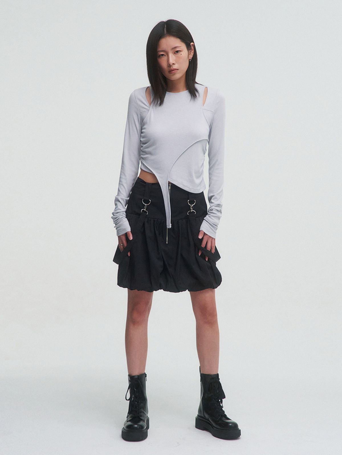 뚜오미오(TUOMIO) STRAP BALLOON SKIRT [BLACK]