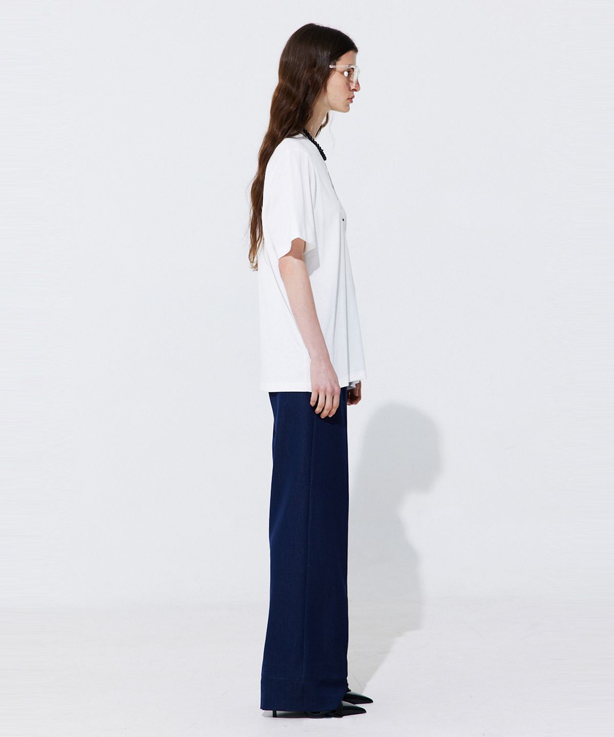 분더캄머(WNDERKAMMER) Pintuck Straight Trousers_Navy (핀턱 스트레이트 트라우져_네이비)