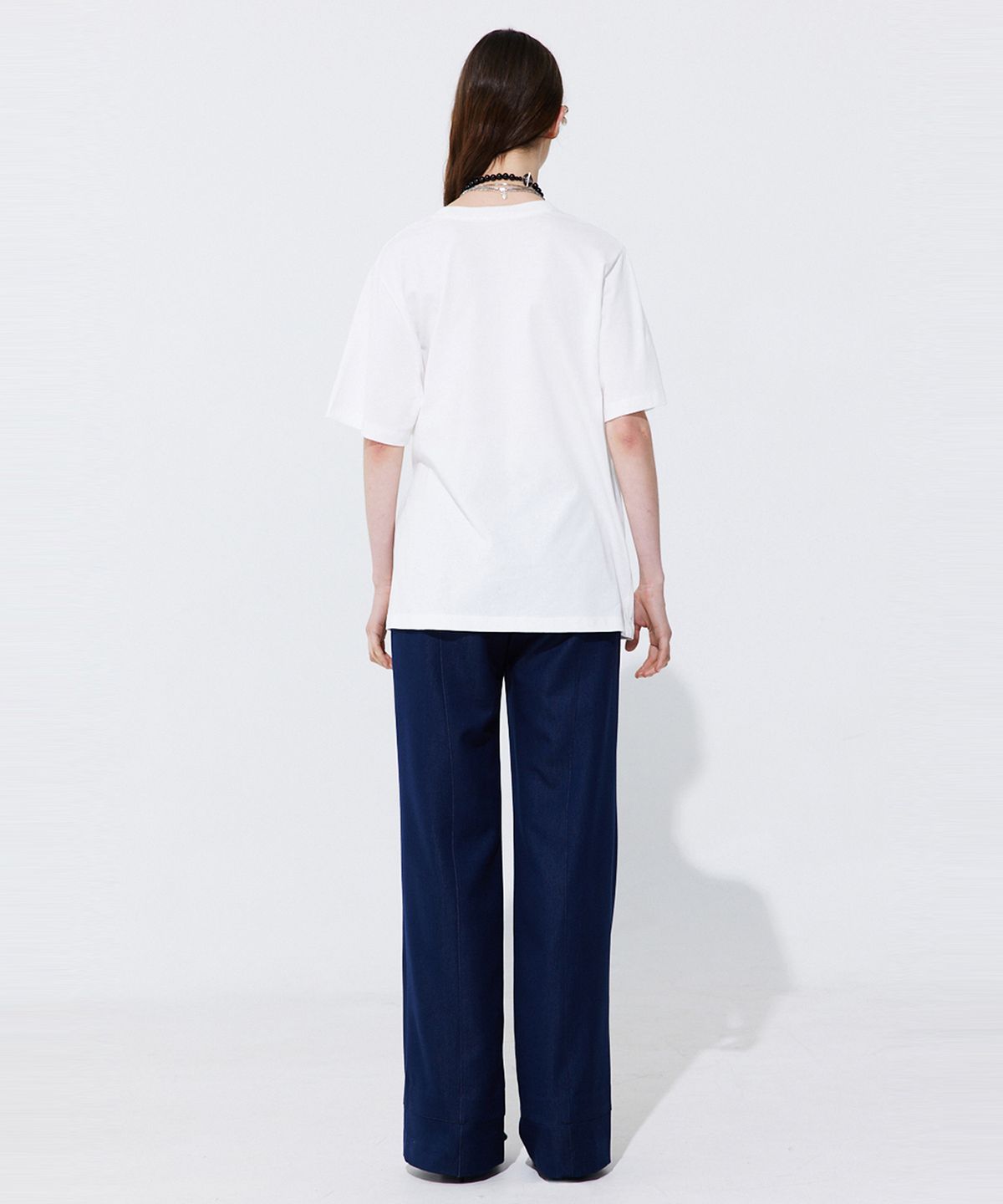 분더캄머(WNDERKAMMER) Pintuck Straight Trousers_Navy (핀턱 스트레이트 트라우져_네이비)