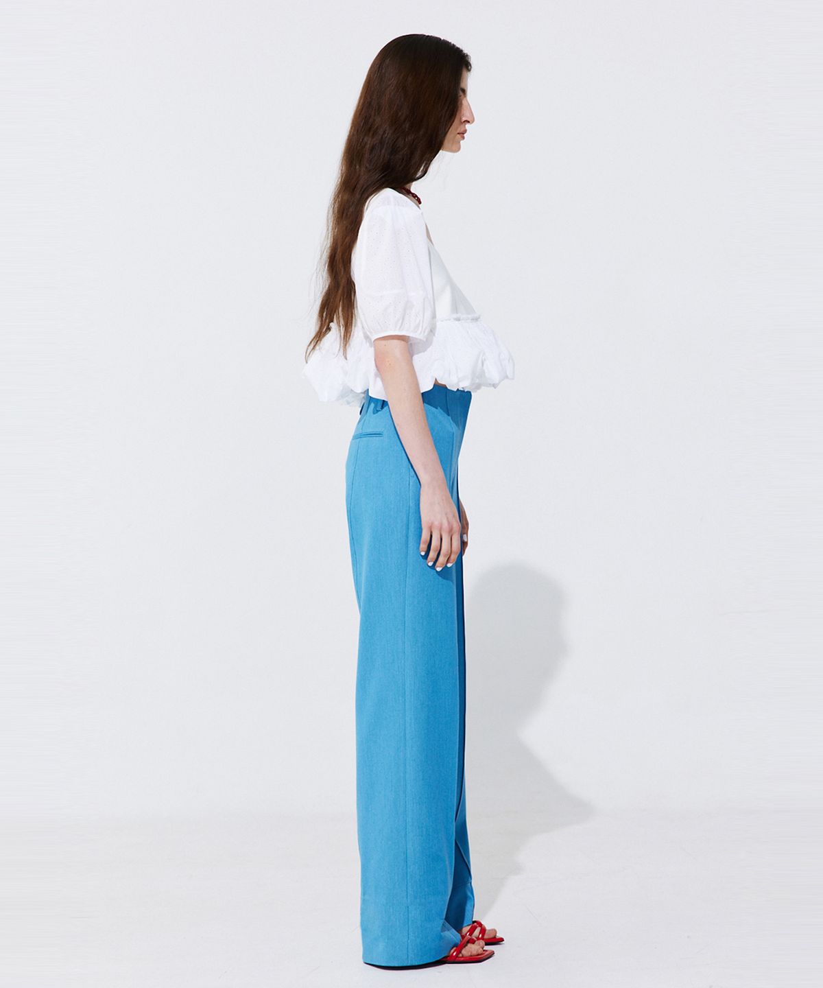 분더캄머(WNDERKAMMER) Pintuck Straight Trousers_Light Blue (핀턱 스트레이트 트라우져_라이트 블루)