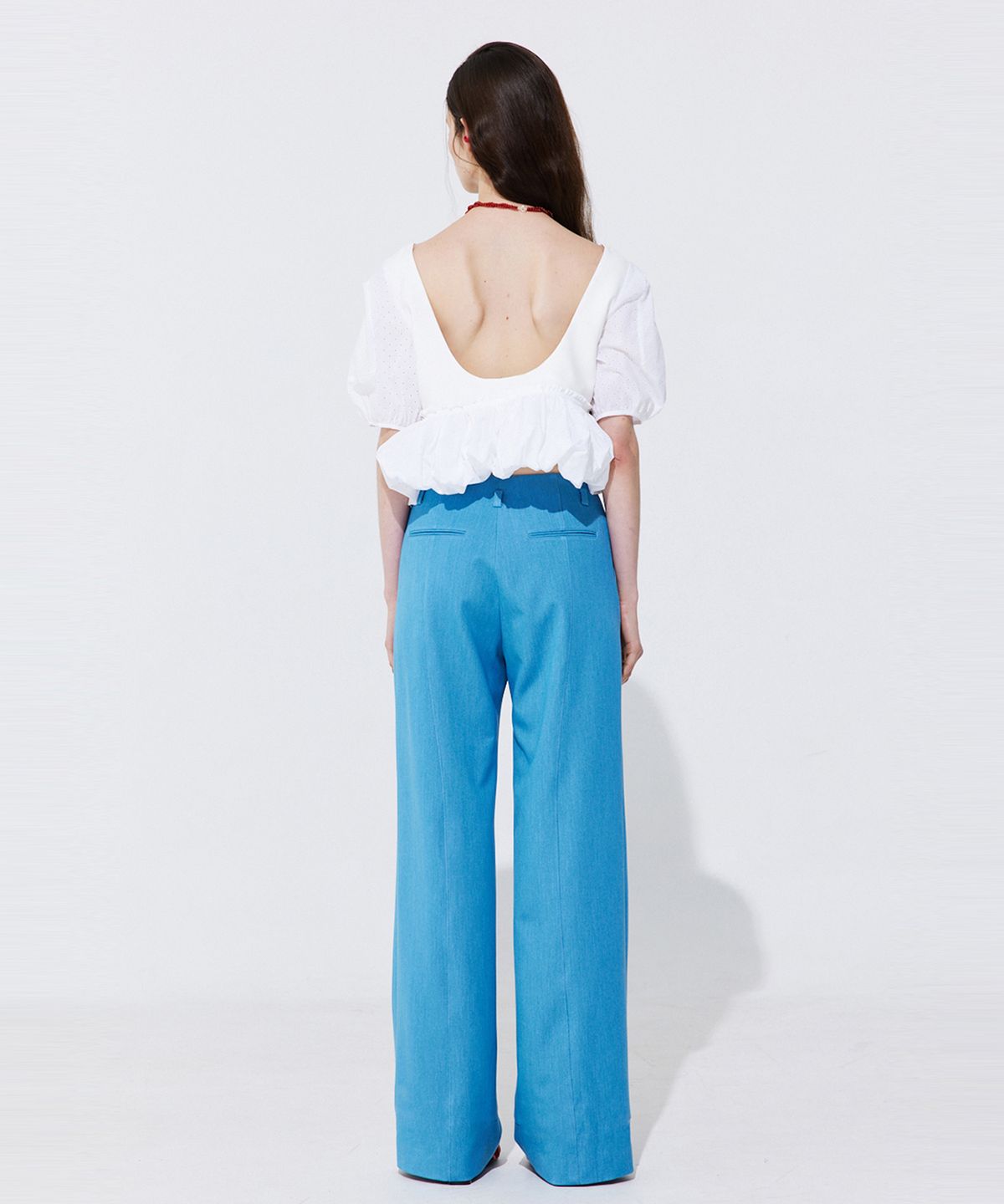 분더캄머(WNDERKAMMER) Pintuck Straight Trousers_Light Blue (핀턱 스트레이트 트라우져_라이트 블루)