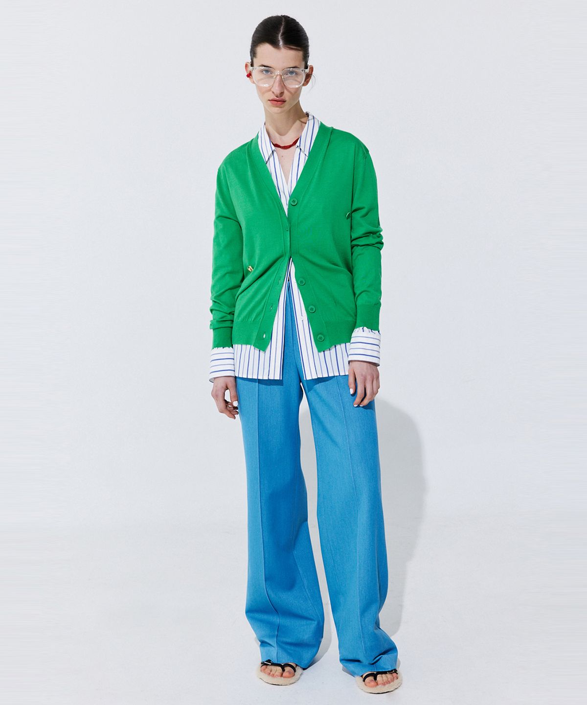 분더캄머(WNDERKAMMER) Pintuck Straight Trousers_Light Blue (핀턱 스트레이트 트라우져_라이트 블루)