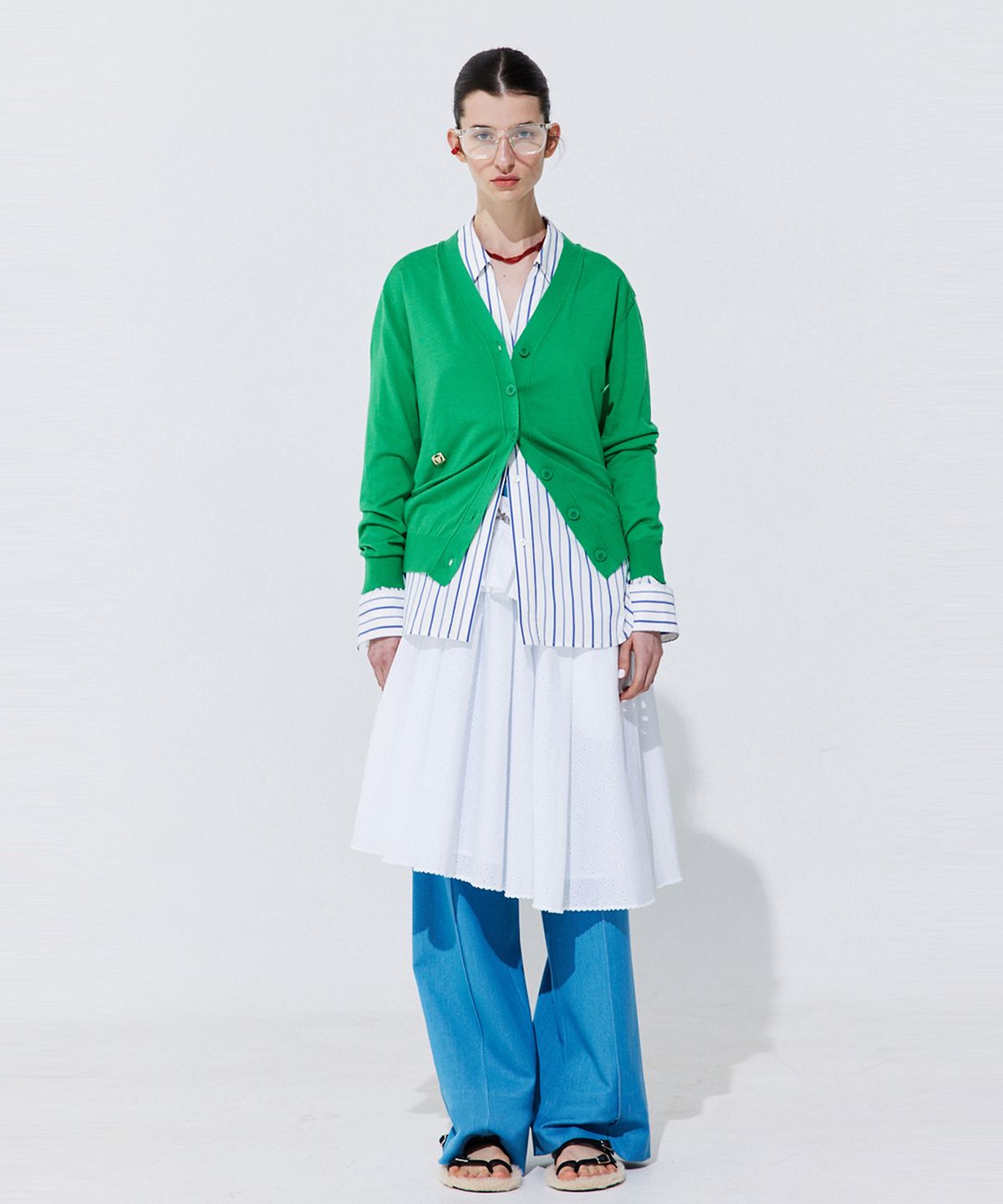 분더캄머(WNDERKAMMER) Pintuck Straight Trousers_Light Blue (핀턱 스트레이트 트라우져_라이트 블루)