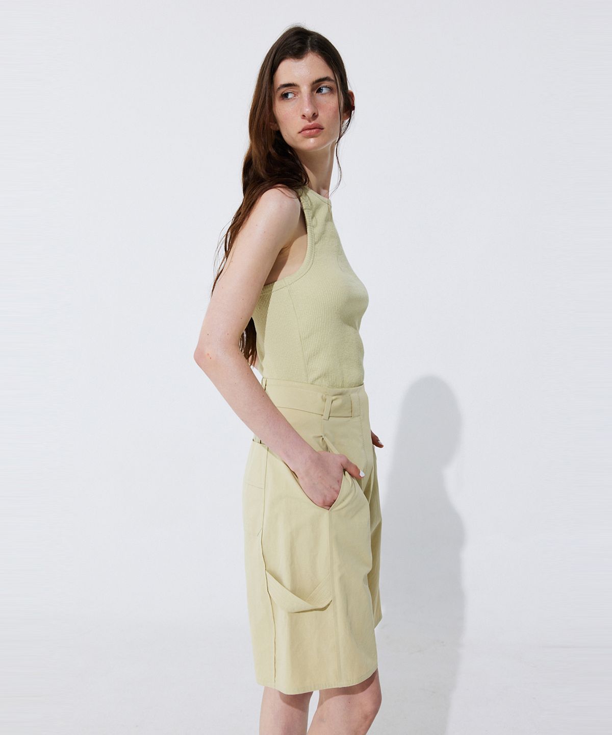 분더캄머(WNDERKAMMER) Belted Cotton Bermuda Pants_Olive (벨티드 코튼 버뮤다 팬츠_올리브)
