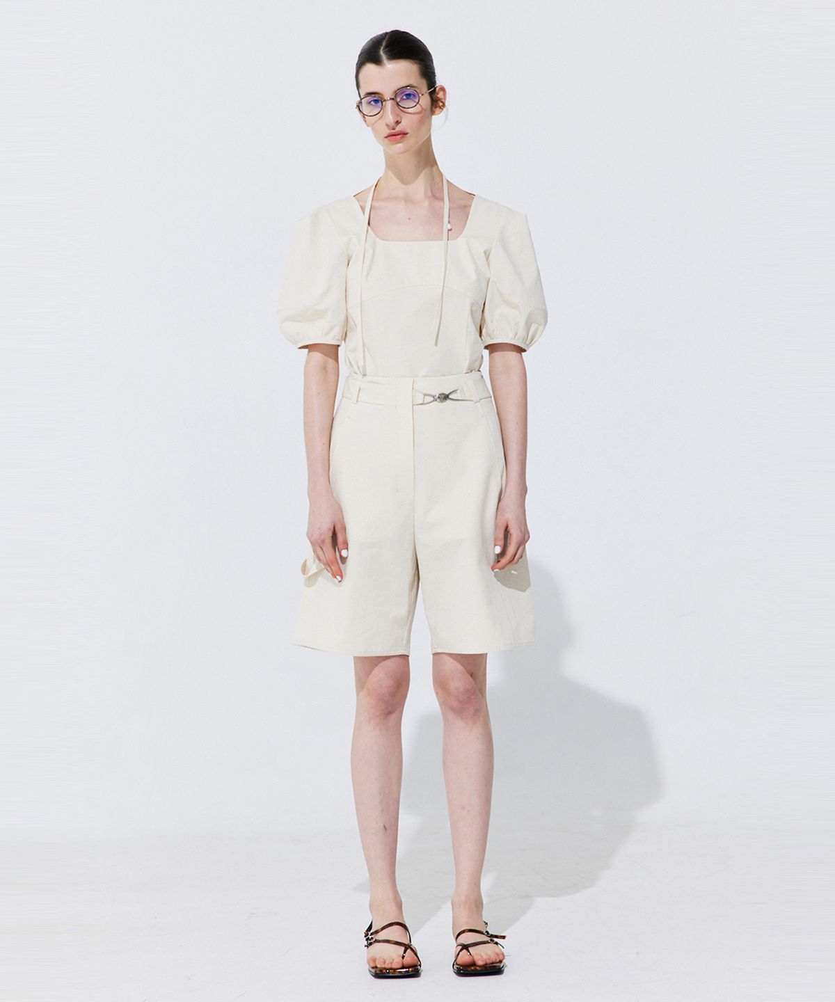 분더캄머(WNDERKAMMER) Belted Cotton Bermuda Pants_Cream (벨티드 코튼 버뮤다 팬츠_크림)