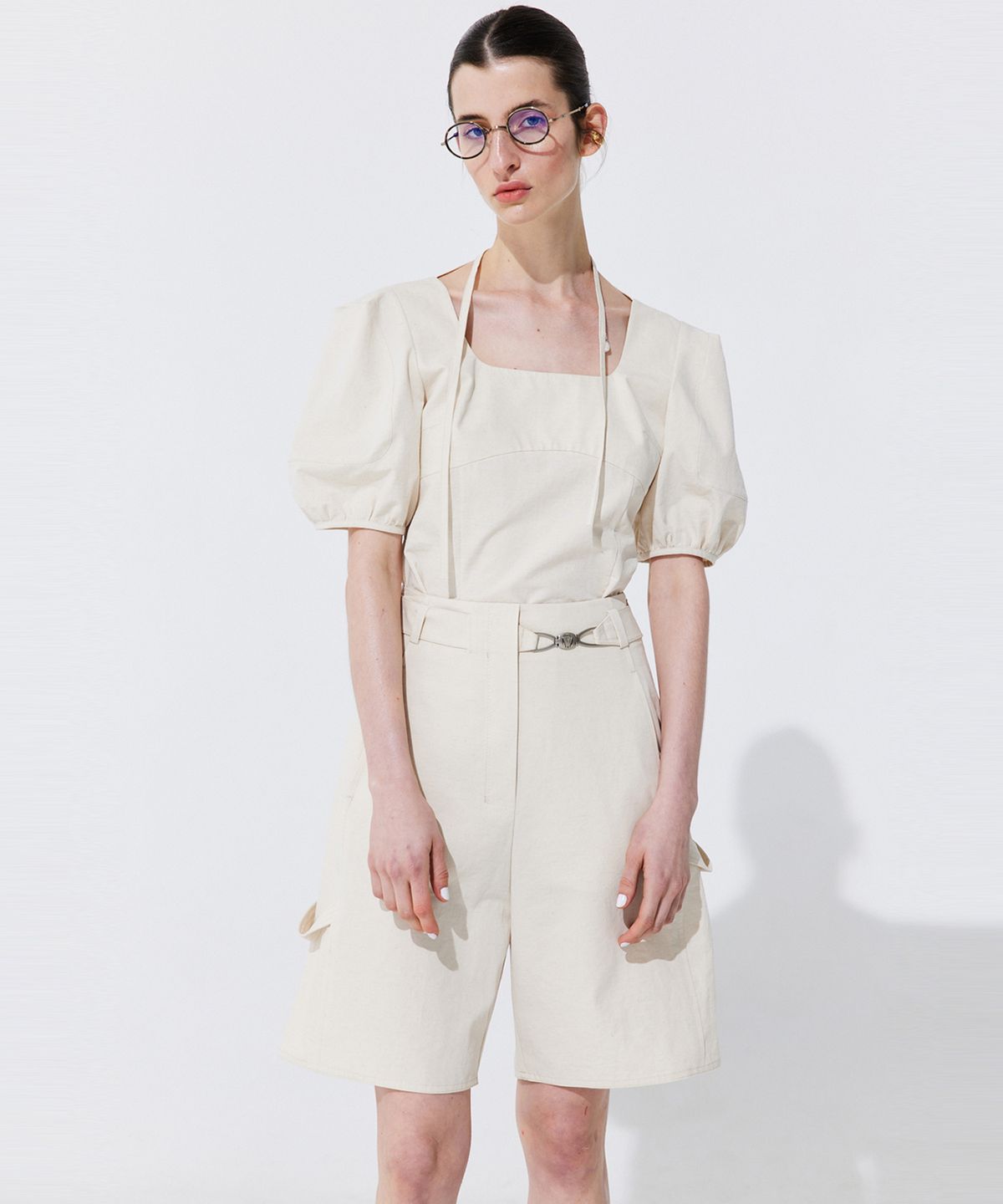 분더캄머(WNDERKAMMER) Belted Cotton Bermuda Pants_Cream (벨티드 코튼 버뮤다 팬츠_크림)
