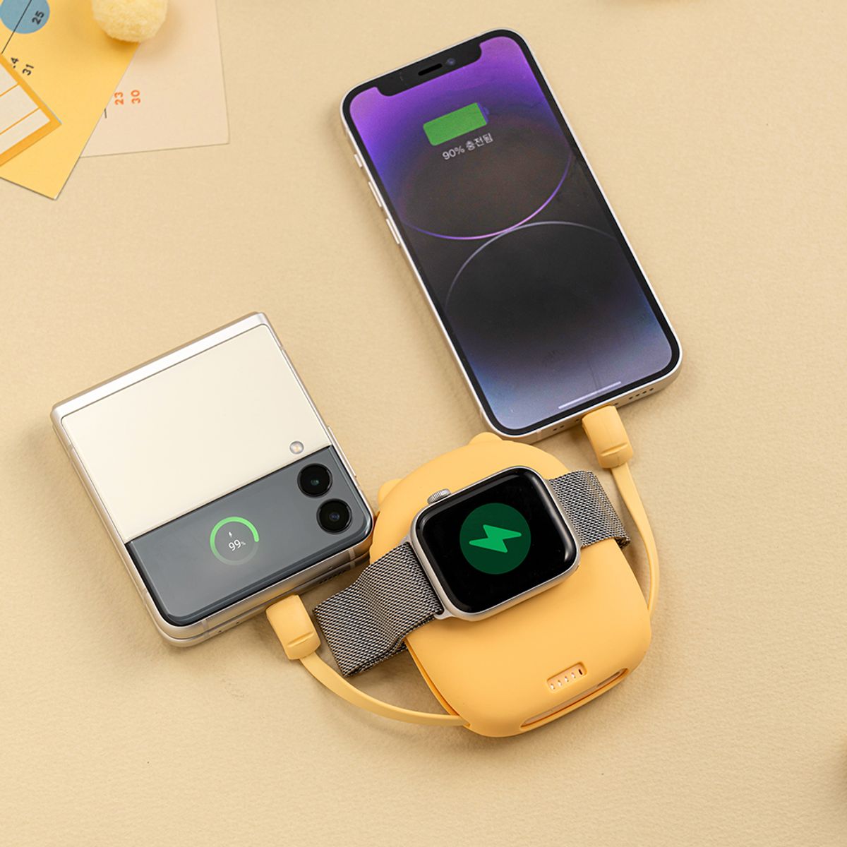 카카오프렌즈 파트너(KAKAOFRIENDS PARTNERS) 올인원 케이블형 보조배터리 5,000mAh