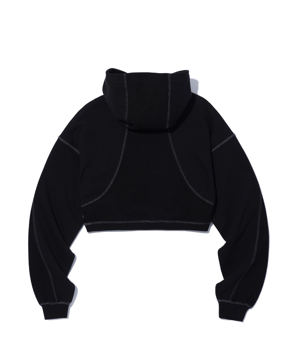 크리틱(CRITIC) CROP INCISION HOODIE BLACK