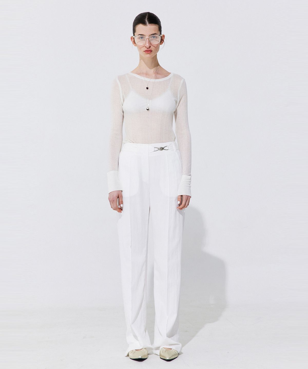 분더캄머(WNDERKAMMER) Belted Straight Trousers_White (벨티드 스트레이드 트라우저_화이트)