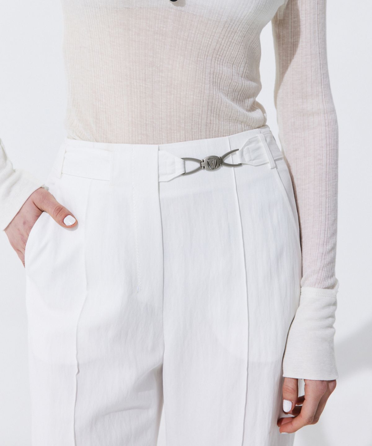 분더캄머(WNDERKAMMER) Belted Straight Trousers_White (벨티드 스트레이드 트라우저_화이트)