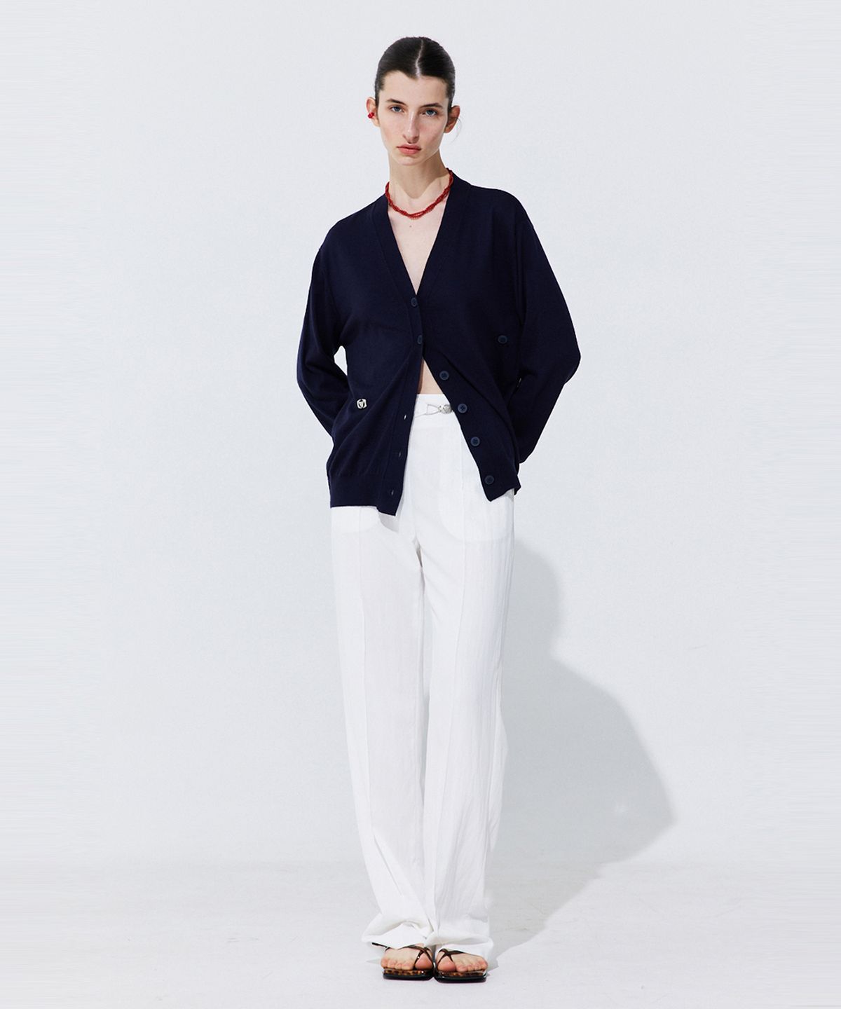 분더캄머(WNDERKAMMER) Belted Straight Trousers_White (벨티드 스트레이드 트라우저_화이트)