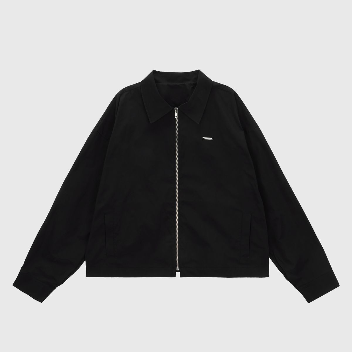 릭크(LIKK) 루즈핏 풀집업 카라 자켓 아우터 (블랙)_L4A1-JK01C