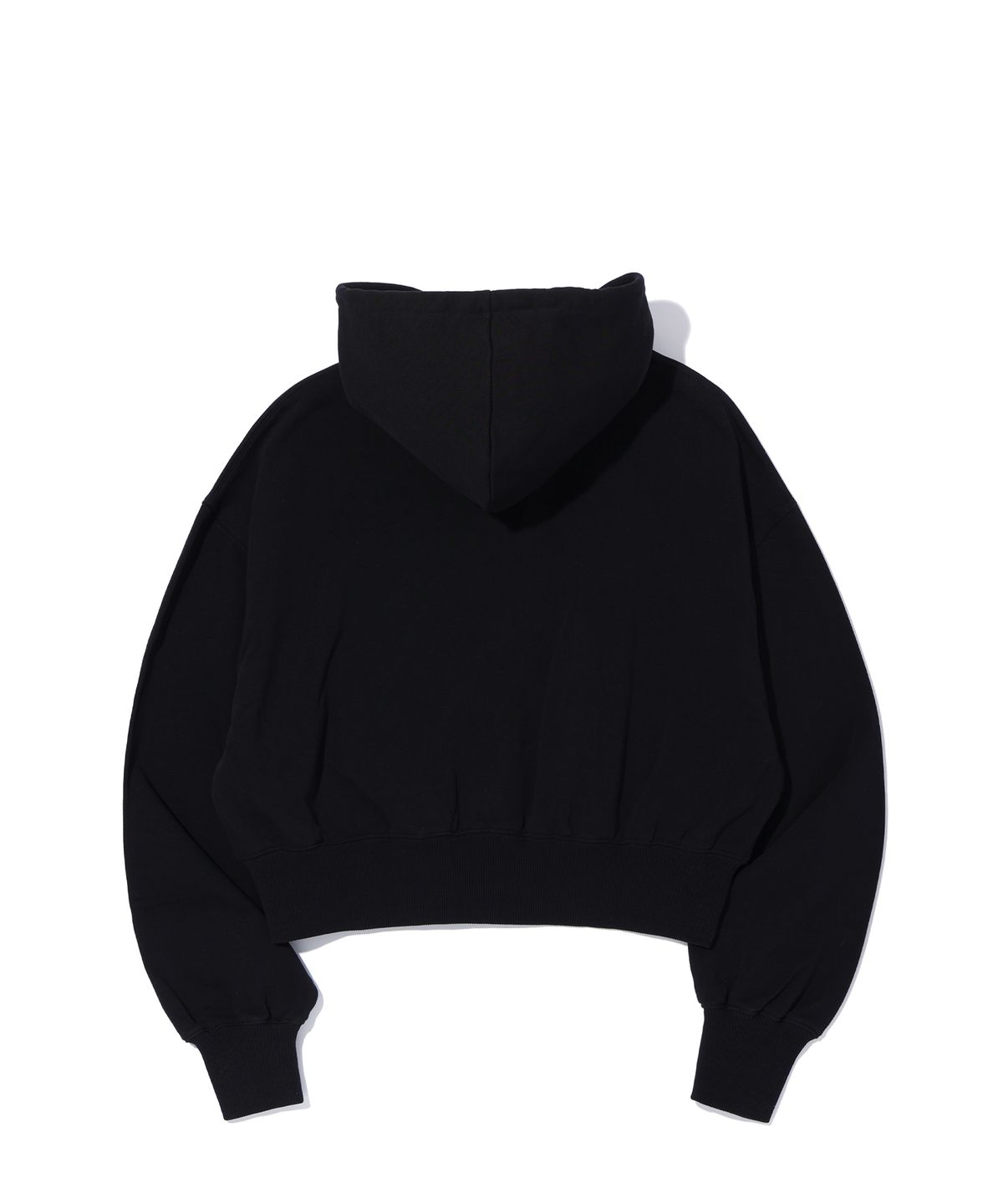 크리틱(CRITIC) CROP WORMHOLE LOGO HOODIE ZIP-UP BLACK