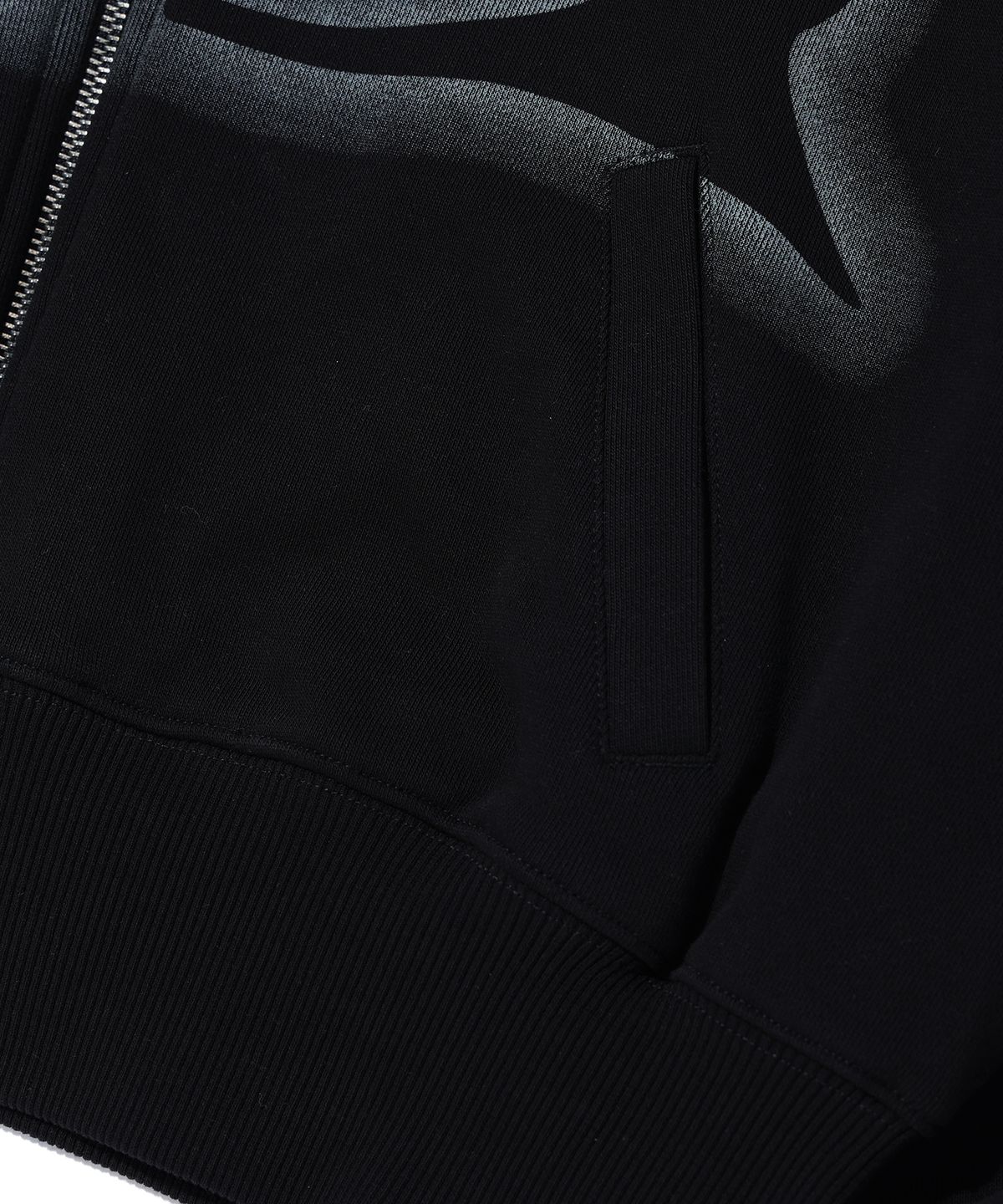 크리틱(CRITIC) CROP WORMHOLE LOGO HOODIE ZIP-UP BLACK
