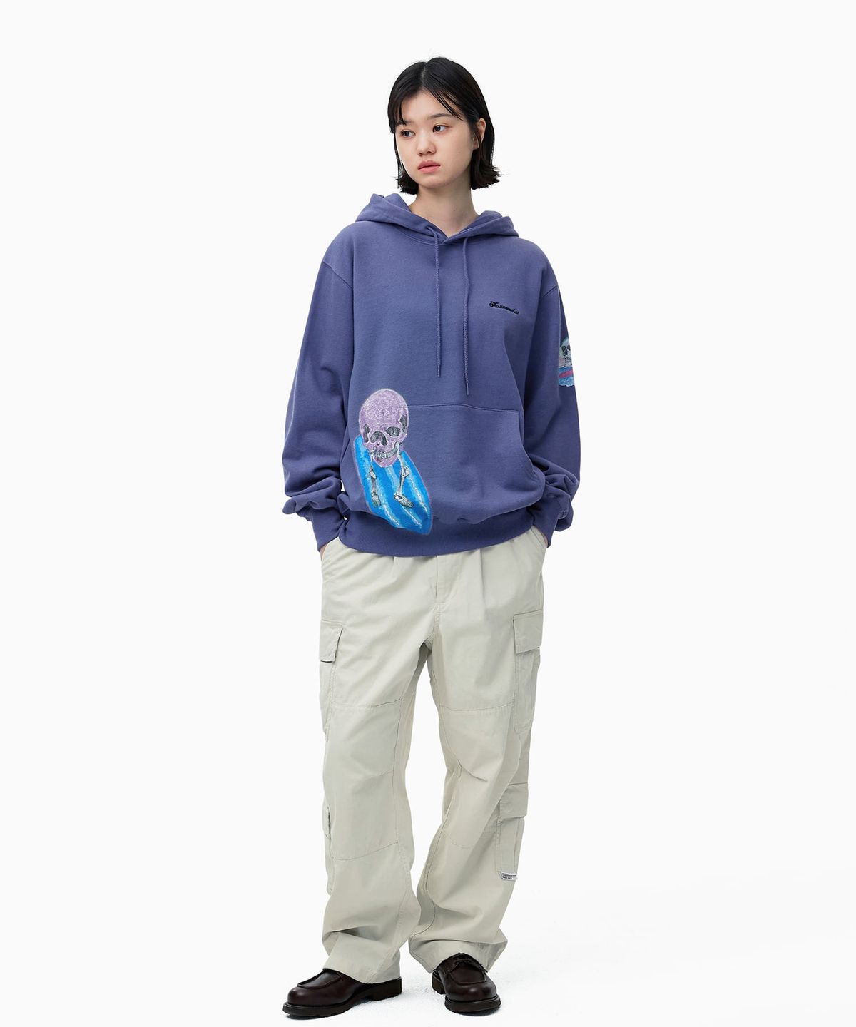 디스이즈네버댓(THISISNEVERTHAT) Surfing Skull Hoodie Purple Blue