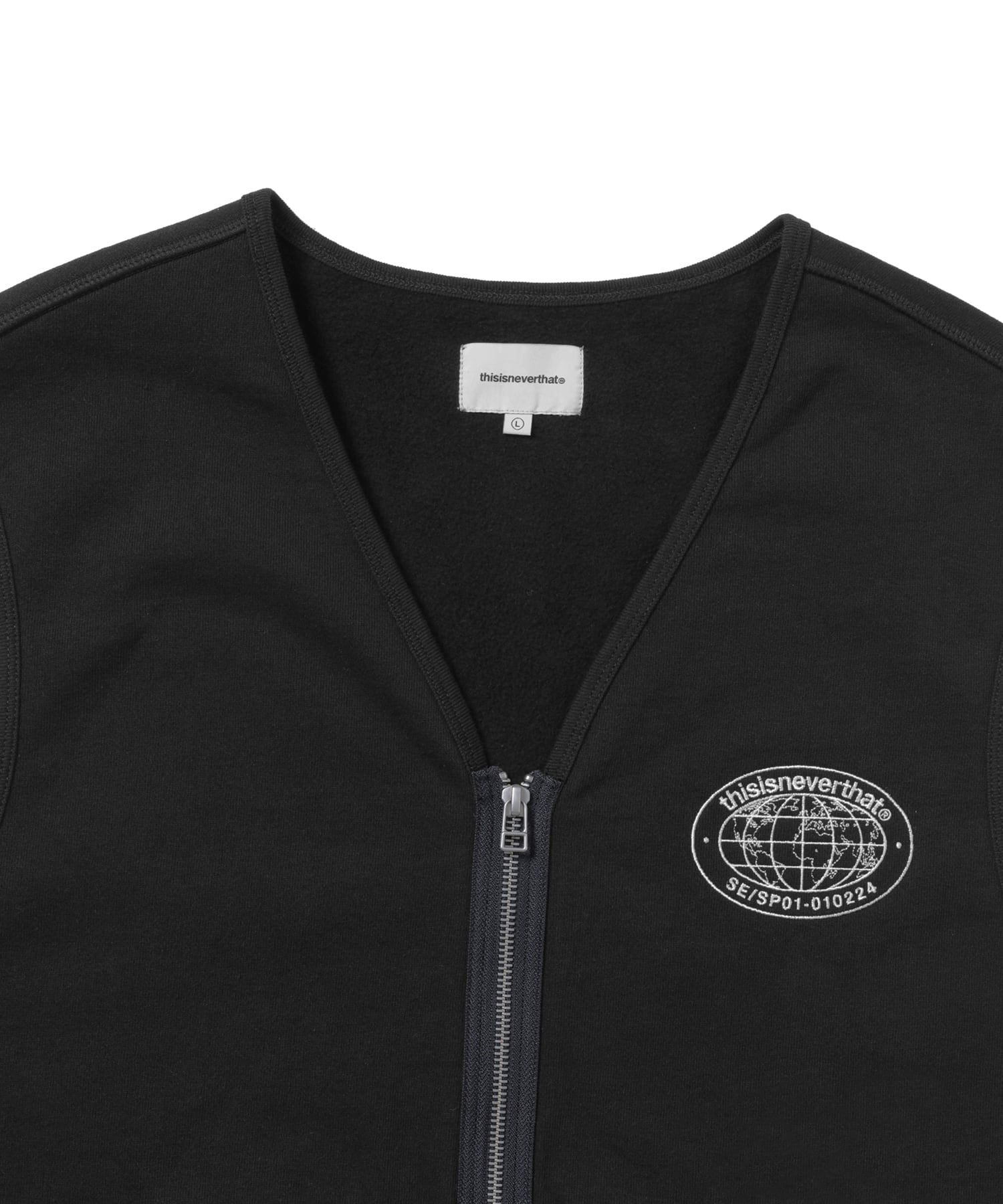 【THISISNEVERTHAT】Zip Sweat Vest Black Zip Sweat Vest - thisisneverthat®