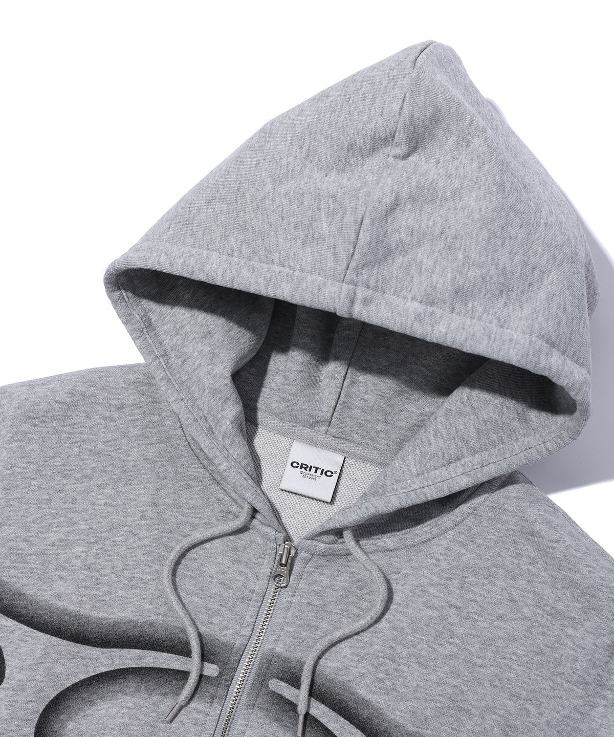 크리틱(CRITIC) CROP WORMHOLE LOGO HOODIE ZIP-UP MELANGE GREY
