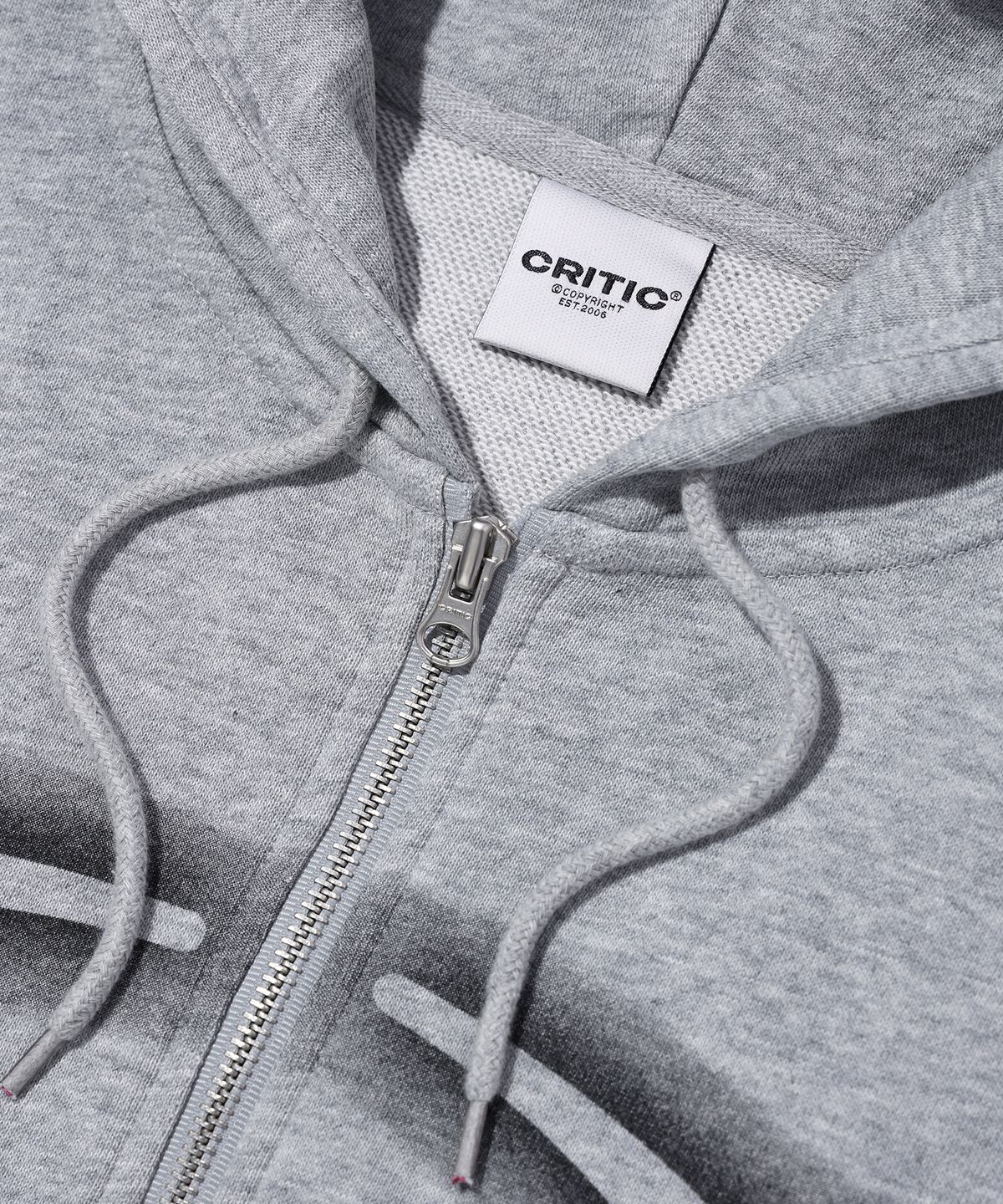 크리틱(CRITIC) CROP WORMHOLE LOGO HOODIE ZIP-UP MELANGE GREY