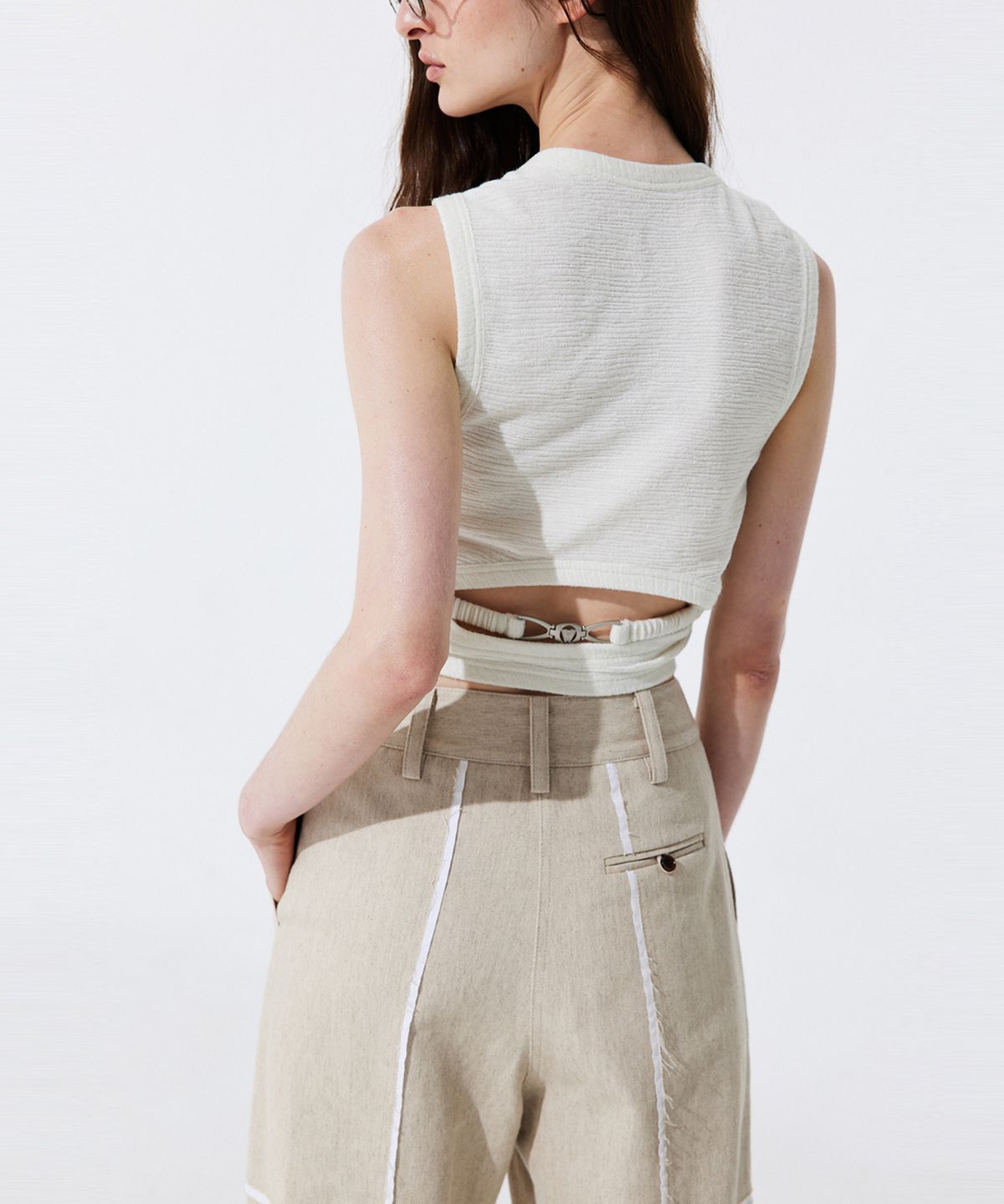 분더캄머(WNDERKAMMER) Color-Block Point linen Trousers_Beige (컬러 블록 포인트 린넨 트라우져_베이지)