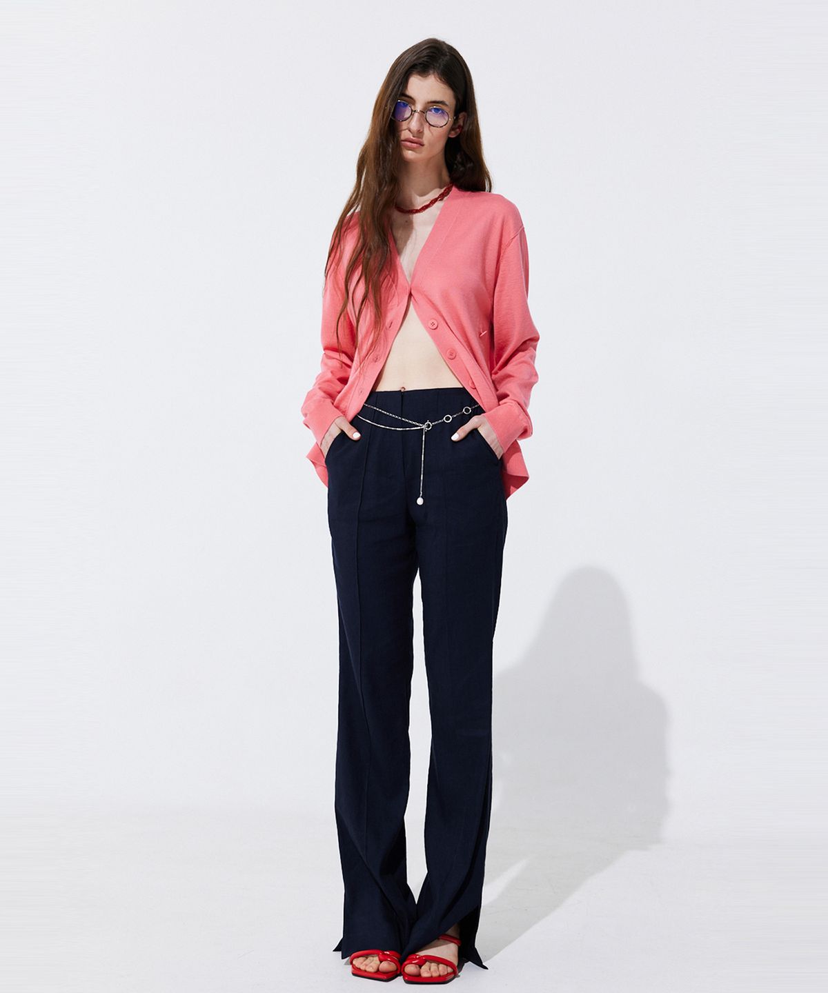 분더캄머(WNDERKAMMER) Linen semi-Bootscut Trousers_Navy (린넨 세미부츠컷 트라우져_네이비)